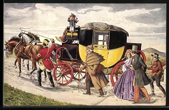 Cartoline postali: K. K. Eilpost mit Bergvorgespann, Postku – Usato da Berlin venduto da bartko-reher