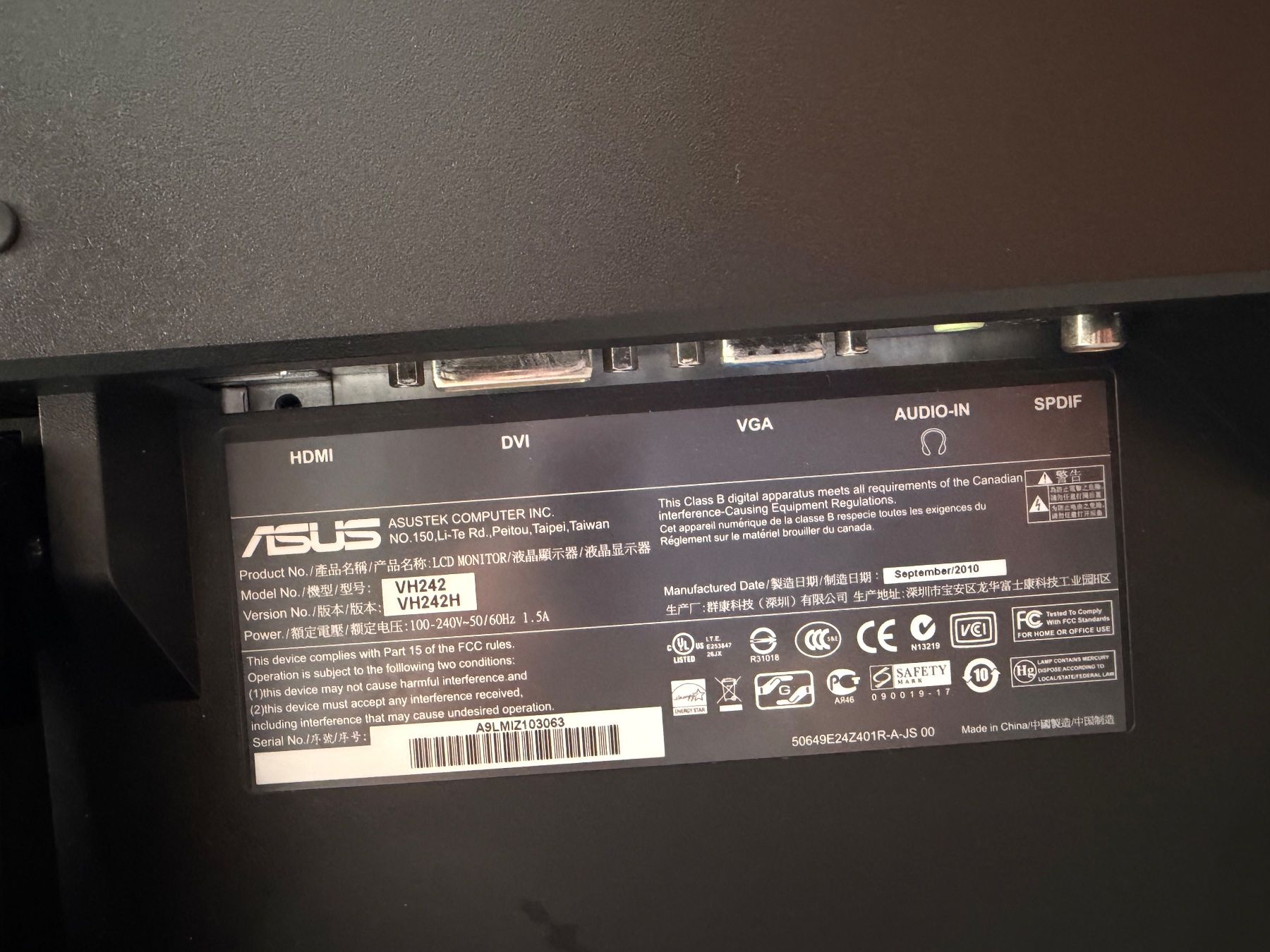 Asus Monitore: Monitor Asus VH242 - 24 Zoll – Gebraucht aus Bülach von Loredana13 3
