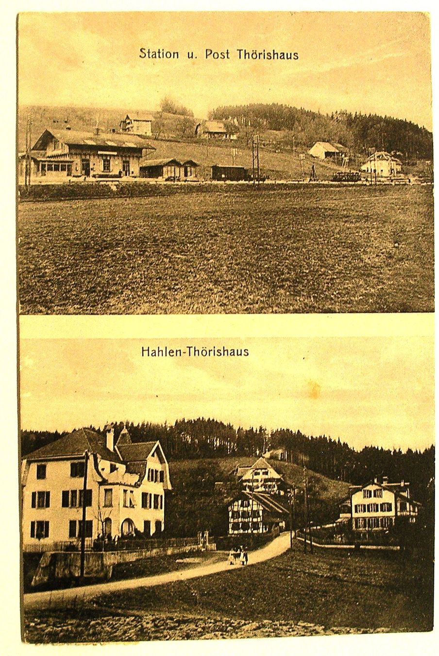 Cartoline postali: s/wAK HAHLEN THÖRISHAUS mit STation & Post – Usato da Oberhofen am Thunersee venduto da luuping99