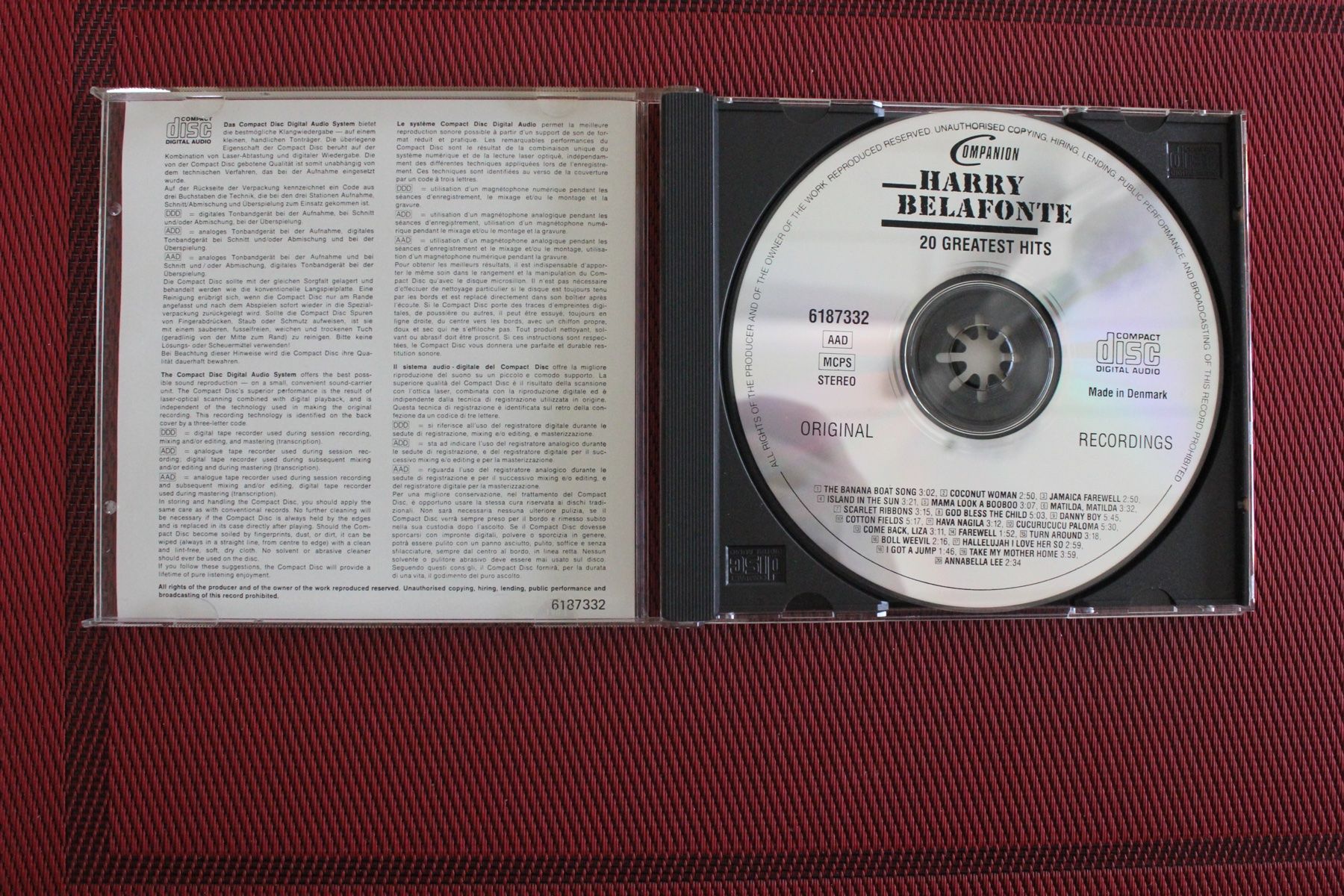 CD: Harry Belafonte 20 greatest hits [CD] – Usato da Geroldswil venduto da CD-Verkauf-2022 1
