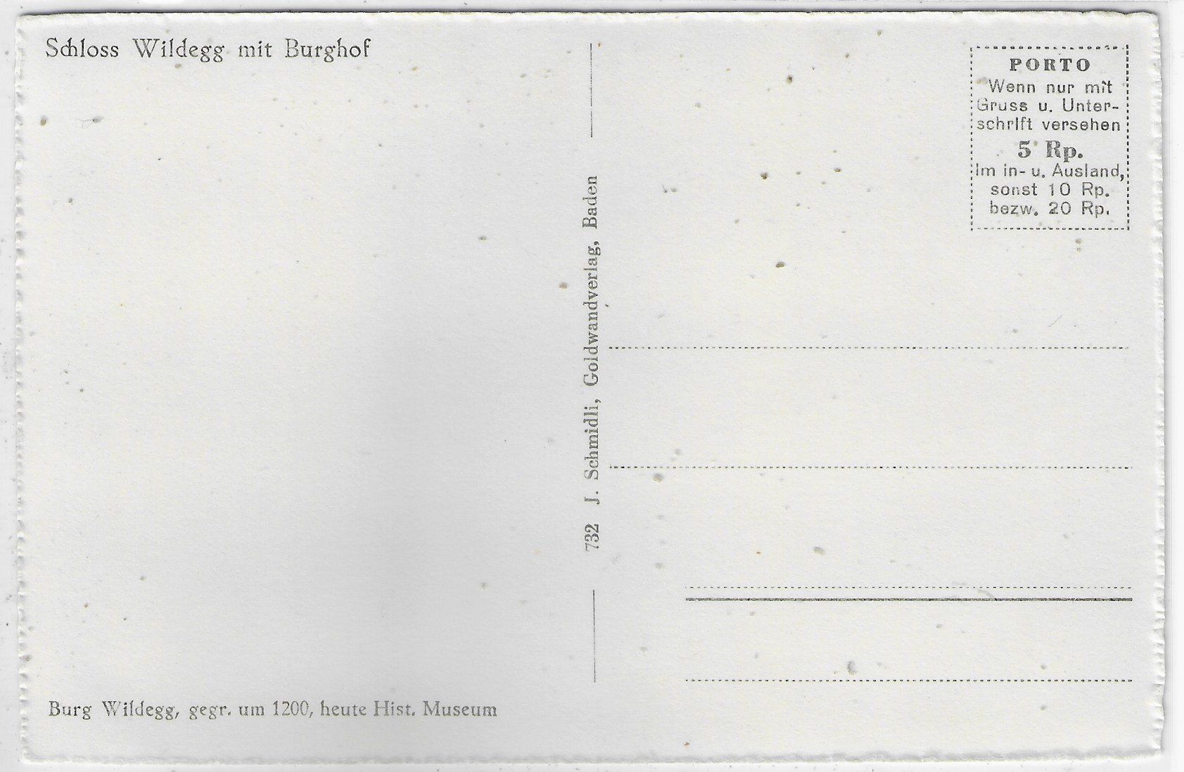 Cartoline postali: Schloss Wildegg mit Burghof – Usato da Ettingen venduto da Kartenplanet 1