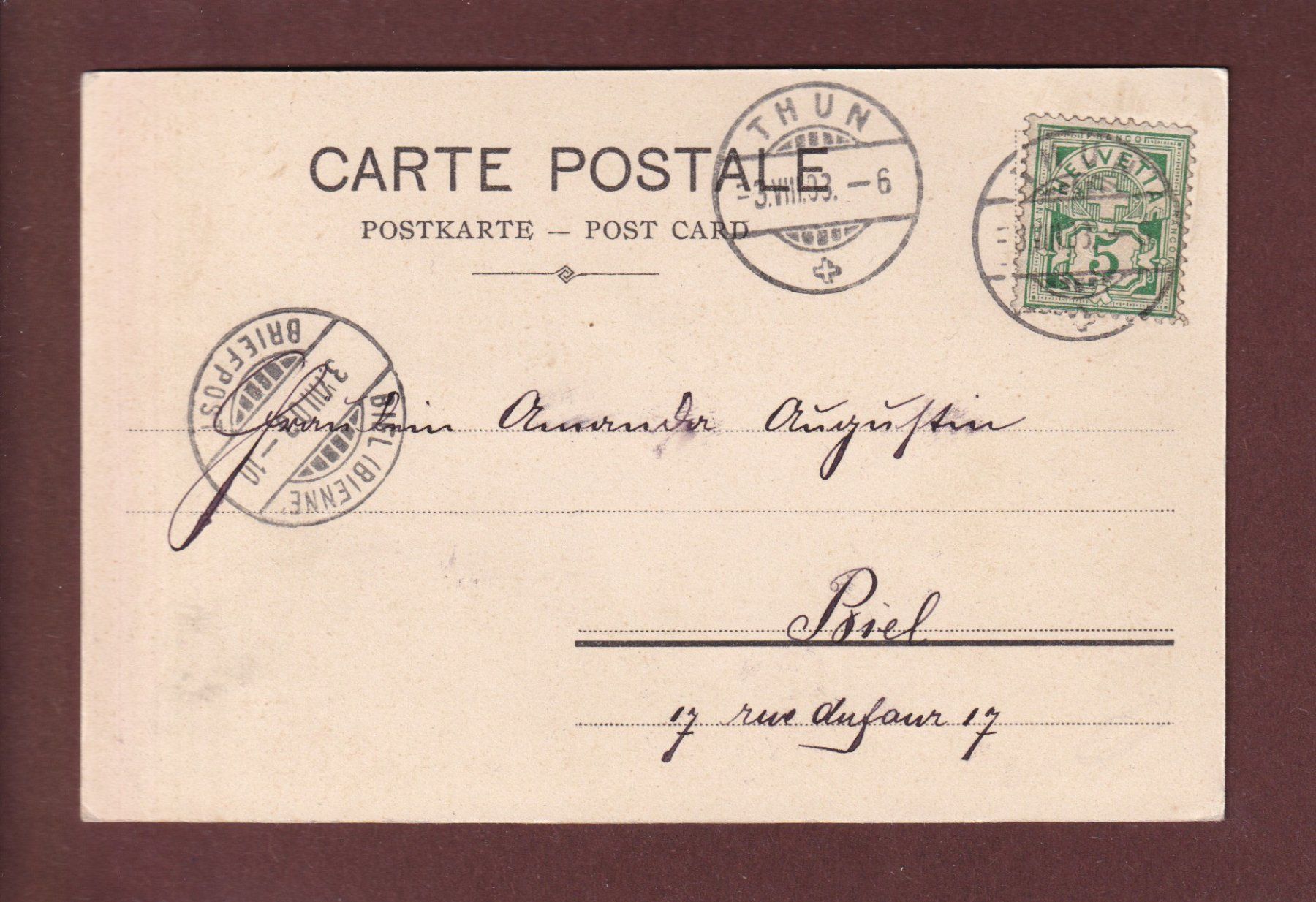 Cartoline postali: THUN - Teilansicht - 1903 CPN – Usato da Pully venduto da nicecards 1