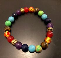 Chakren Armband 7 Farben elastisch goldene Zwischenteile NEU