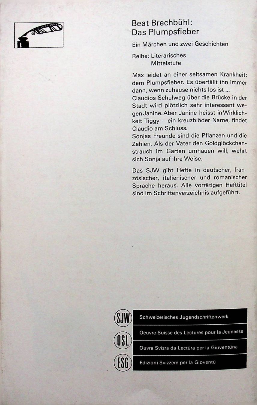 Libri: SJW 1472 Beat Brechbühl Das Plumpsfieber EA 1978 – Usato da Reitnau venduto da Zaomir 5