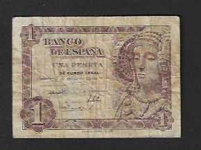 Billets de banque: Spanien   1  Pesata  1948  Gebraucht – D'occasion à Gordola par coinsandnotes