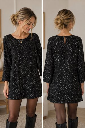 Kleid H&M Tupfen Schwarz/Weiss Grösse XS