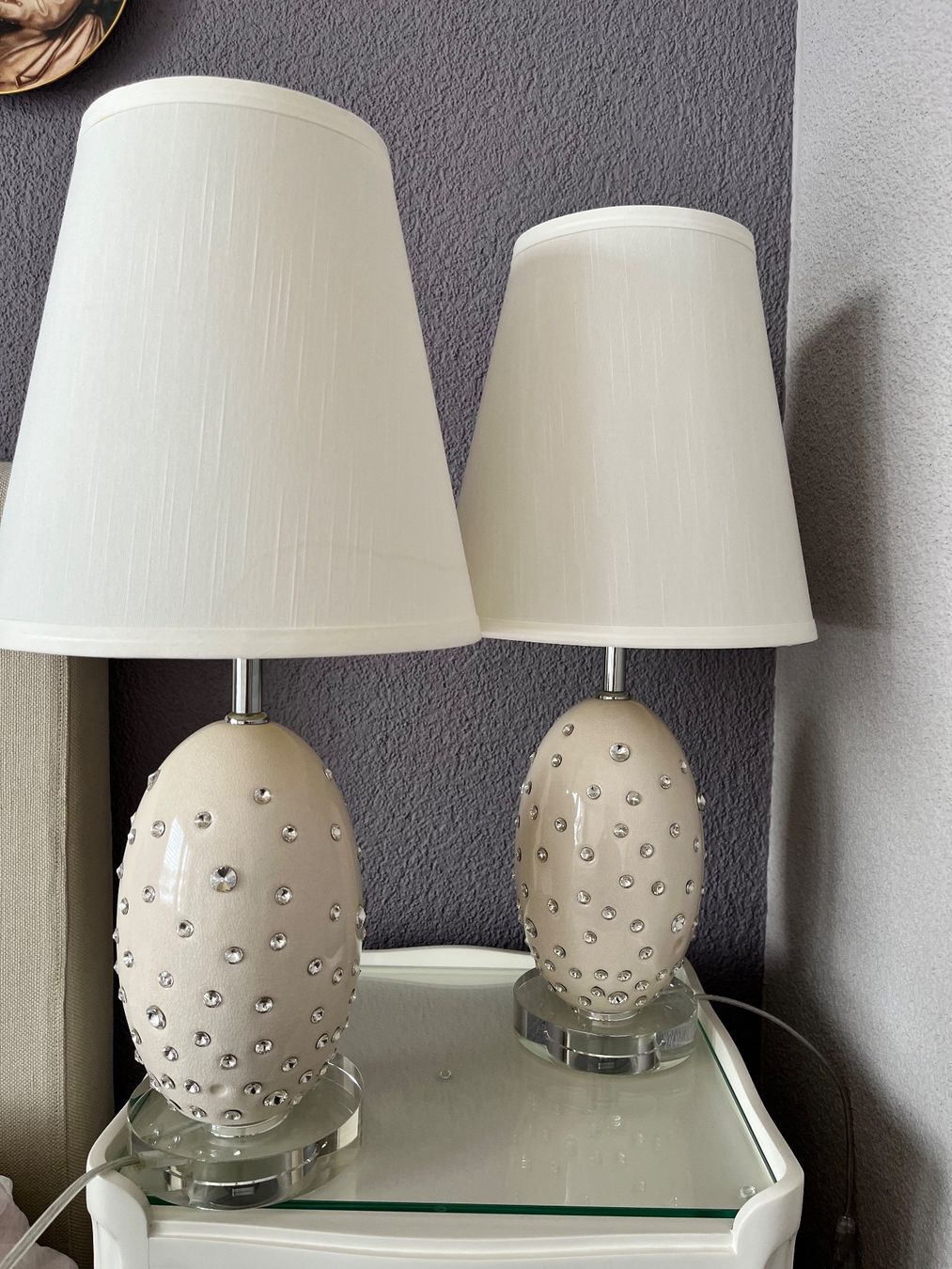 Lampade: 2 x Nachttischlampen weiss beige – Usato da Bonstetten venduto da kosamui303 1