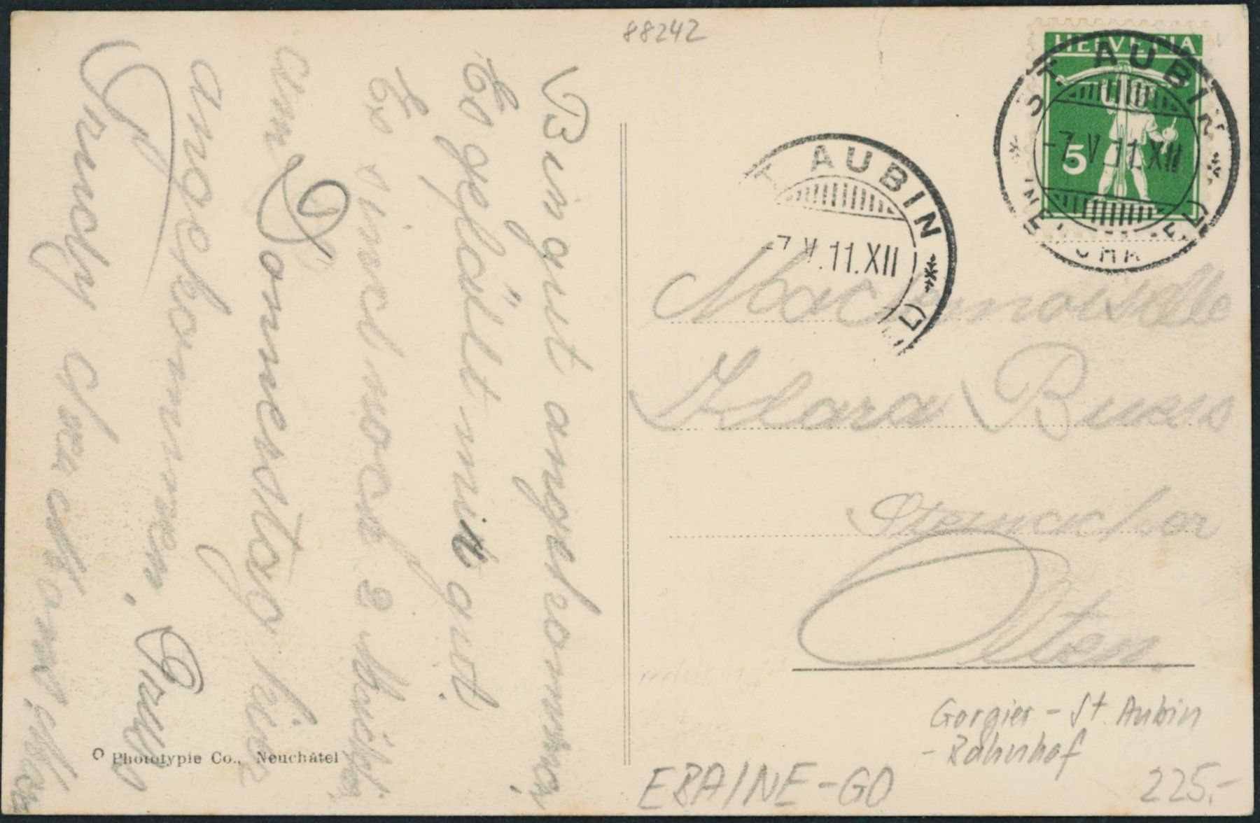 Cartoline postali: NE Gorgier St. Aubin - Bahnhof - Bahn – Usato da Schindellegi venduto da leecollect 1