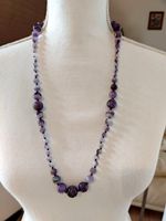 AMETHYSTQUARZ KETTE IM KUGELFORM, HANDANFERTIGUNG 74 cm.