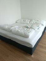 Boxspringbett dunkelgrau Doppelbett mit Kissen Duvet Bezüge