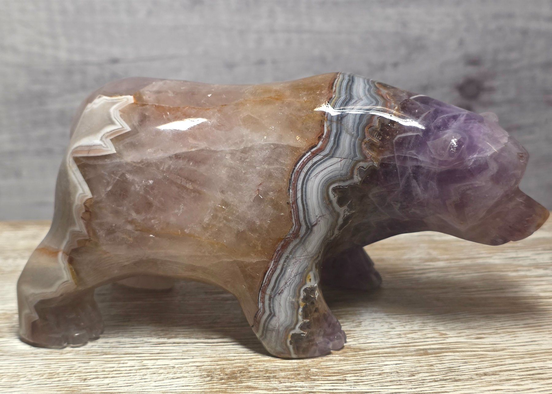 Minerali & Pietre curative: Amethyst-Achat Eisbär 555g – Nuovo e nell'imballaggio originale da Matzingen venduto da Shay_Crystalz