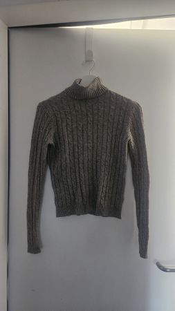 Grau/ Brauner  Pullover mit Kragen