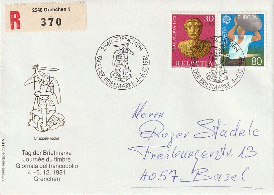 Tutti i francobolli: Tag der Briefmarke 1981, Grenchen, Umschlag – Usato da Aarburg venduto da Aare10