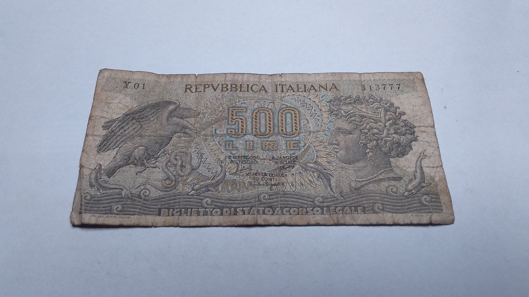 Banknoten: 1966 500 lire – Gebraucht aus Neuchâtel von pasprie