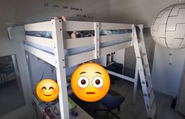 Lit mezzanine blanc, bon état
