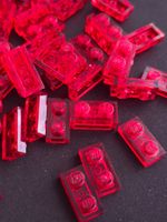 Lego 30x Platten 1x2 (3023) trans.rot