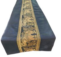 Thai Silk Tischläufer Schwarz Gold Handmade 90–240 cm