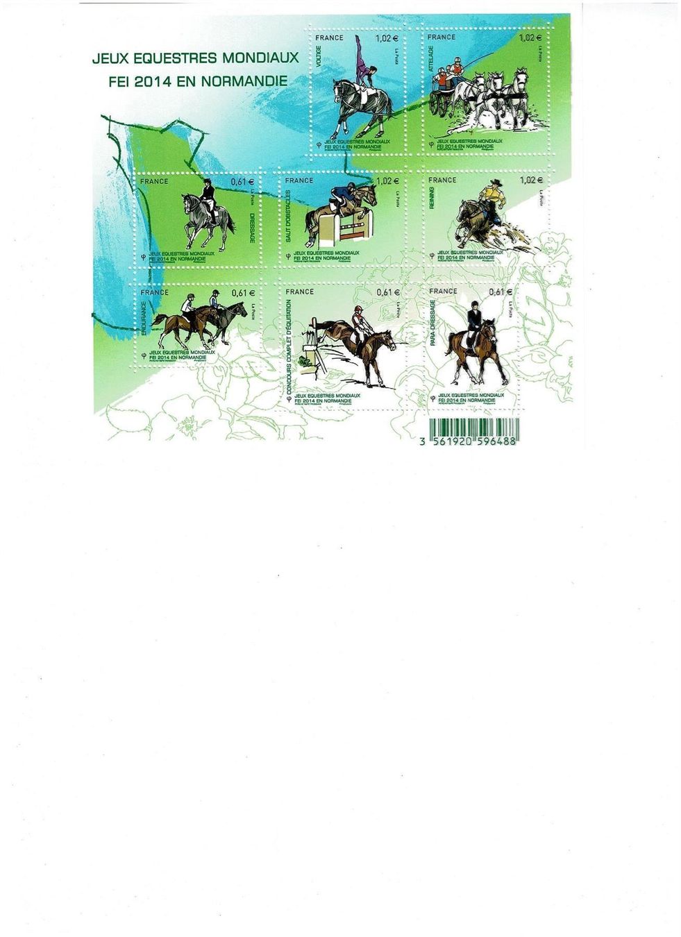 Tutti i francobolli: Jeux Equestre '14 1 KB ** – Nuovo e nell'imballaggio originale da Lausanne venduto da Whorvath