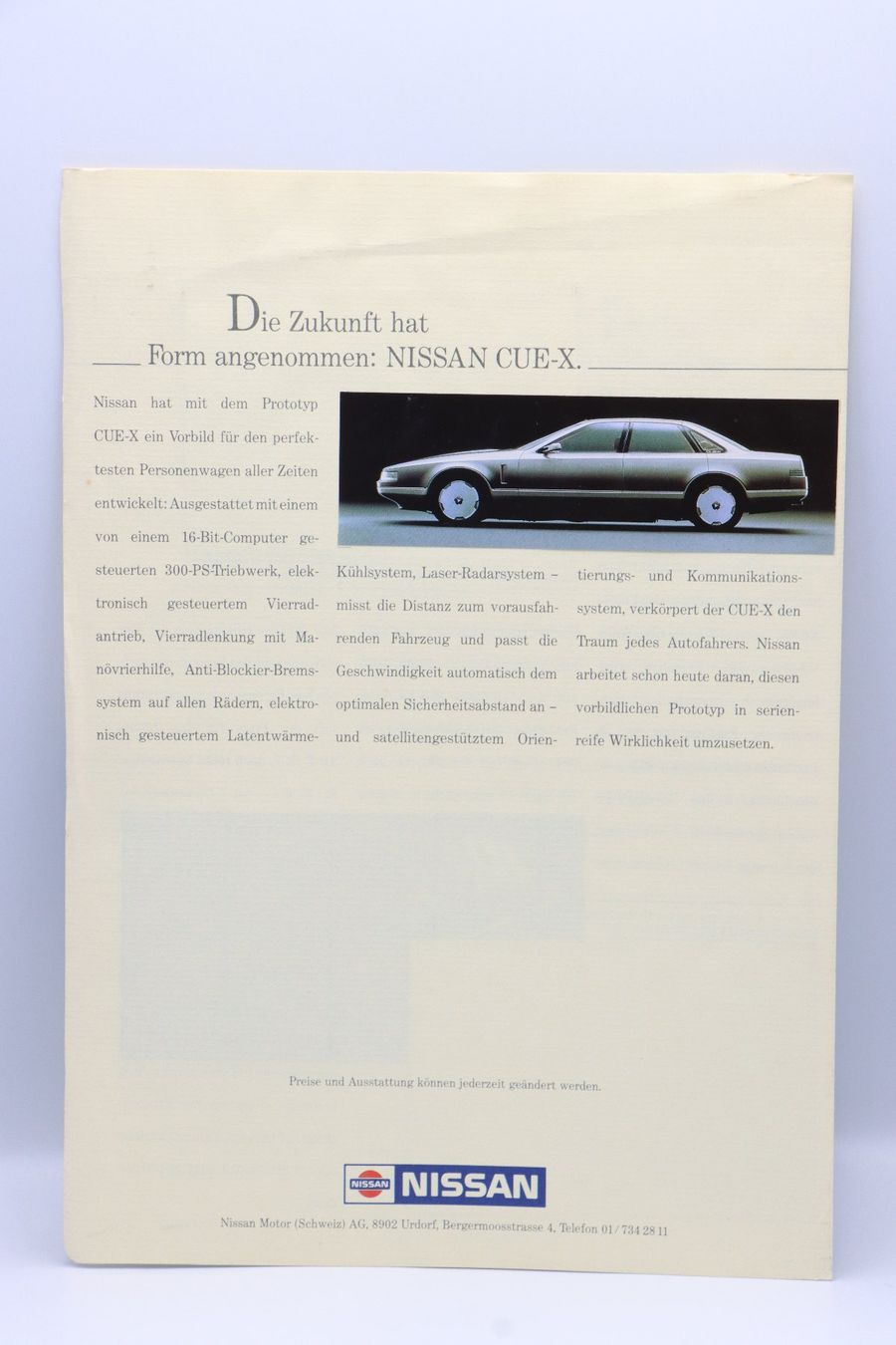 Nissan Documenti: Nissan Laurel 3.0 V6 Prospekt 1987 – Usato da Bühl b.Aarberg venduto da Collectorpassions 1