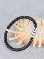 Armband aus geflochtenen Leder + Stahl Magnetverschluss