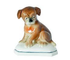 chien céramique Art Deco ~ 1930 Boxer Hund Keramik 16x15 cm
