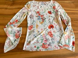 INTIMISSIMI transparentes geblümtes Shirt Trompetenärmel S