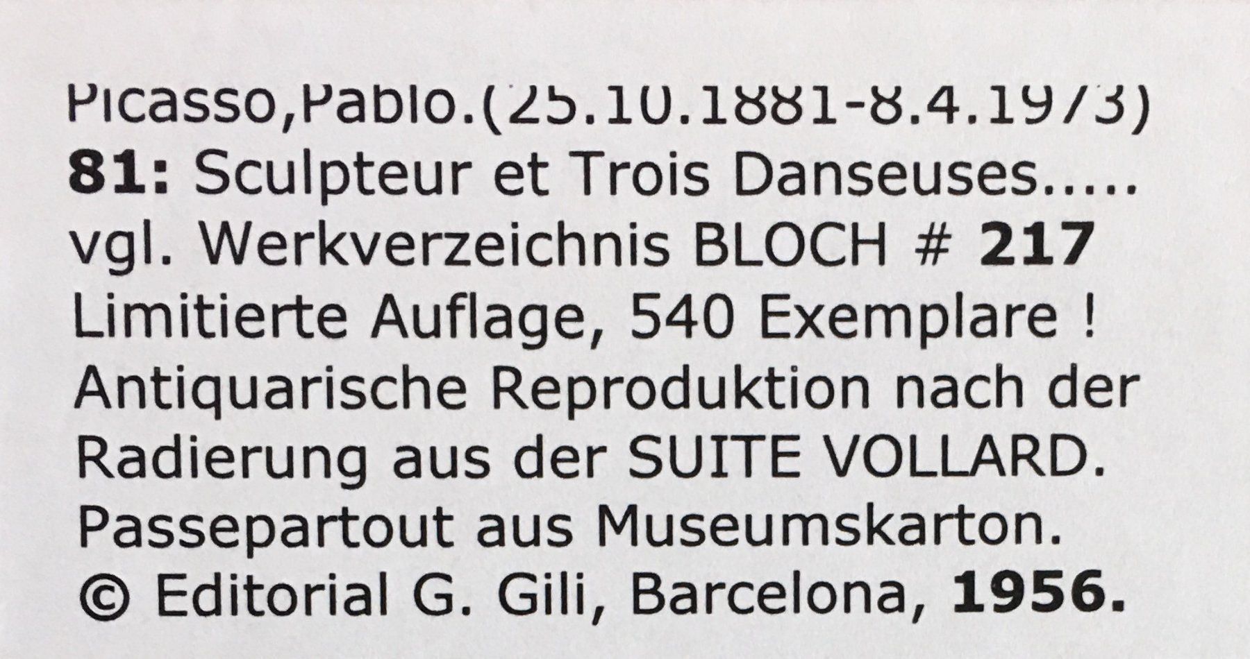 Grafica & Litografie: Pablo Picasso Suite Vollard 217 – Usato da Nennigkofen venduto da Sommersonnen 2