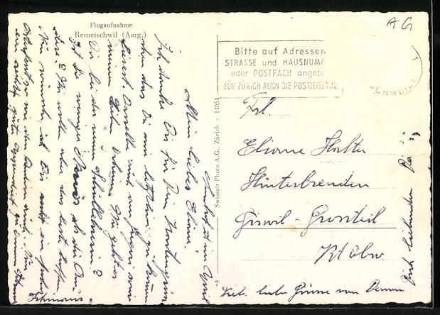 Cartoline postali: Remetschwil /Aarg., Teilansicht, Flieger – Usato da Berlin venduto da bartko-reher 1
