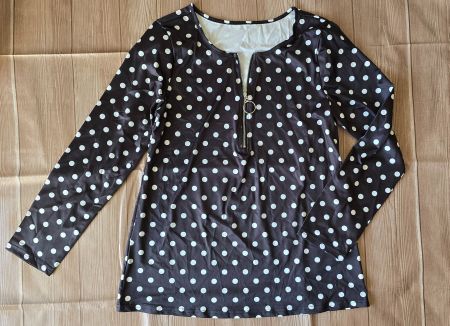 Langarmshirt Half-Zip - M - Polka-Dot 5️⃣