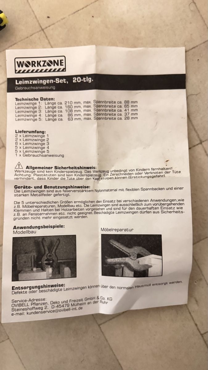 Alle Werkzeuge: Workzone Leimzwingen-Set 20-teilig schwarz – Neu (gemäss Beschreibung) aus Uster von noe_97ds 1