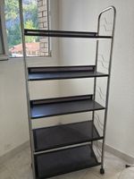Regal Rollwagen Metall schwarz Lochblech