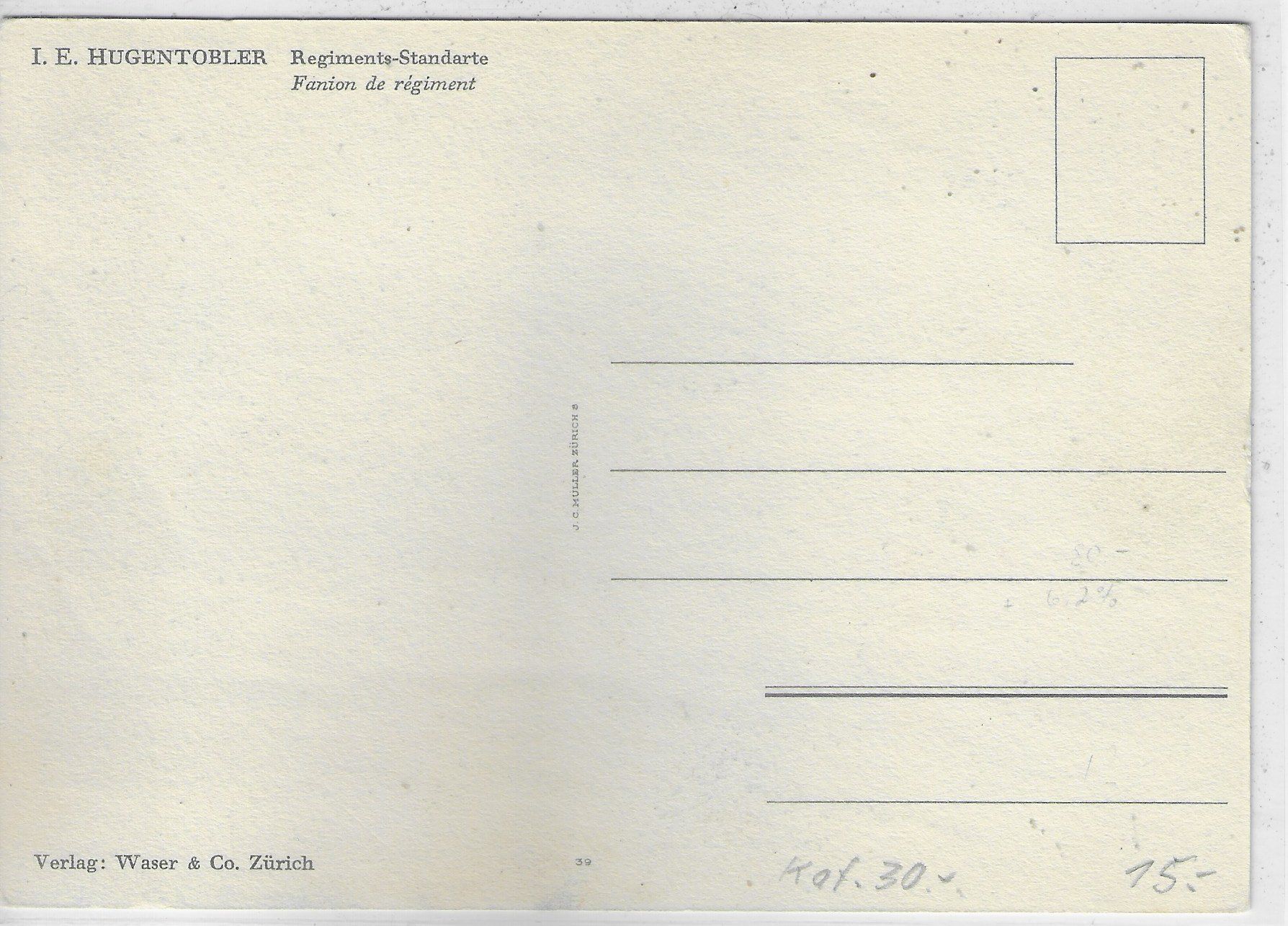Cartoline postali: Regiments-Standarte - J.E. Hugentobler – Usato da Ettingen venduto da Kartenplanet 1