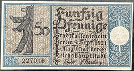 Antiker Geldschein: Berlin 50 Pfennig, 1921 — Rarität!
