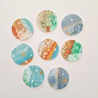8 Papierkreise bemalt Aquarell zum Basteln / Scrapbooking