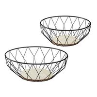 Grosse Körbe aus Metall, 2er Set, schwarz, MDF