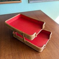 Vintage Bambus Briefablage A4, Mid Century Organizer 1960/70