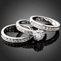 3 Ring = 1 Preis weiss vergoldet Gr.56 Bague triple 8 US