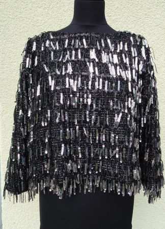 Zara Shirt Pailetten schwarz silber NEU Gr. M
