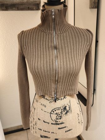 FB Sister Strickpullover braun Reissverschluss XS