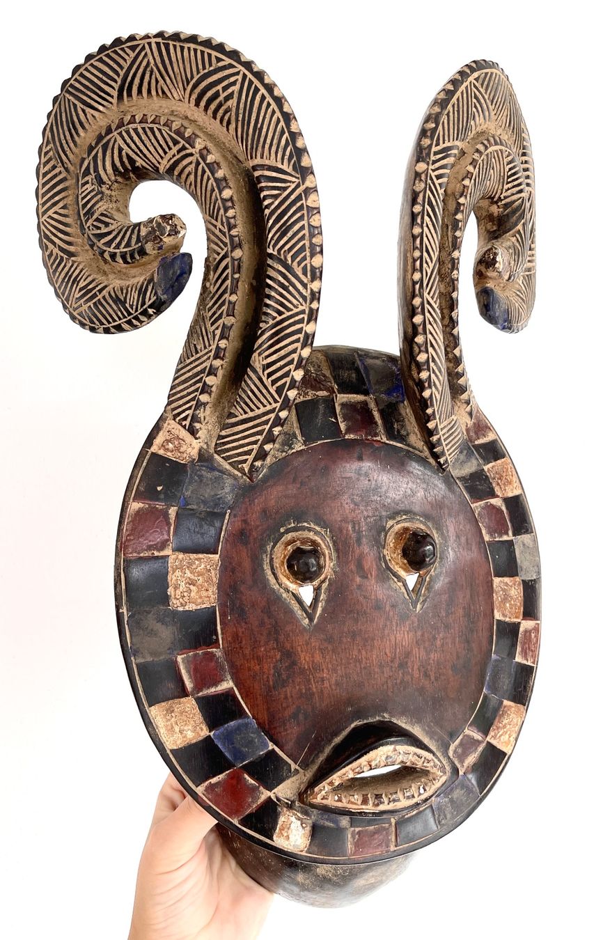 Skulpturen & Statuen: XXL wunderschöne alte Baule Maske Ivory Coast Höhe 42 cm – Gebraucht aus Rüthi (Rheintal) von Kunsthaus777 4