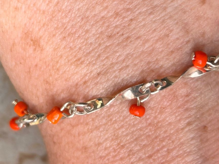 Catenine: Fusskette orange-silber (21-28cm) – Usato da Dittingen venduto da Bellevista