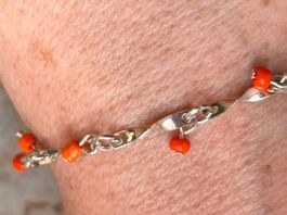 Fusskette orange-silber (21-28cm)