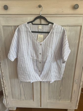 Bluse Lintico gestreift weiss lila S neu mit Etikett
