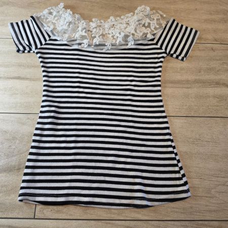 Made in Italy Damen-Shirt Gr. M – Schwarz/Weiss gestreift mi