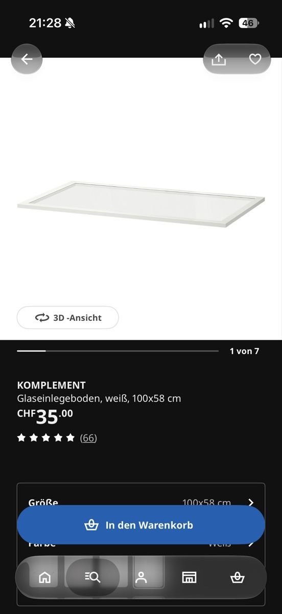 Armadi: IKEA Komplement Glaseinlegeboden 100x58cm – Nuovo (secondo la descrizione) da Rheinfelden venduto da Kri_4329