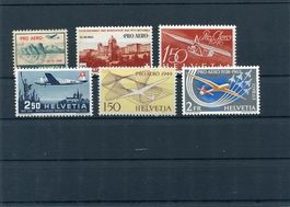 1941-63 6 versch. Pro Aero Marken postfr