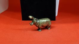 Bronze Nilpferd Hippo Figur Miniatur Deko Rarität Sammler