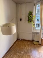 Bogenlampe goldfarben mit Stoffschirm guter Zustand