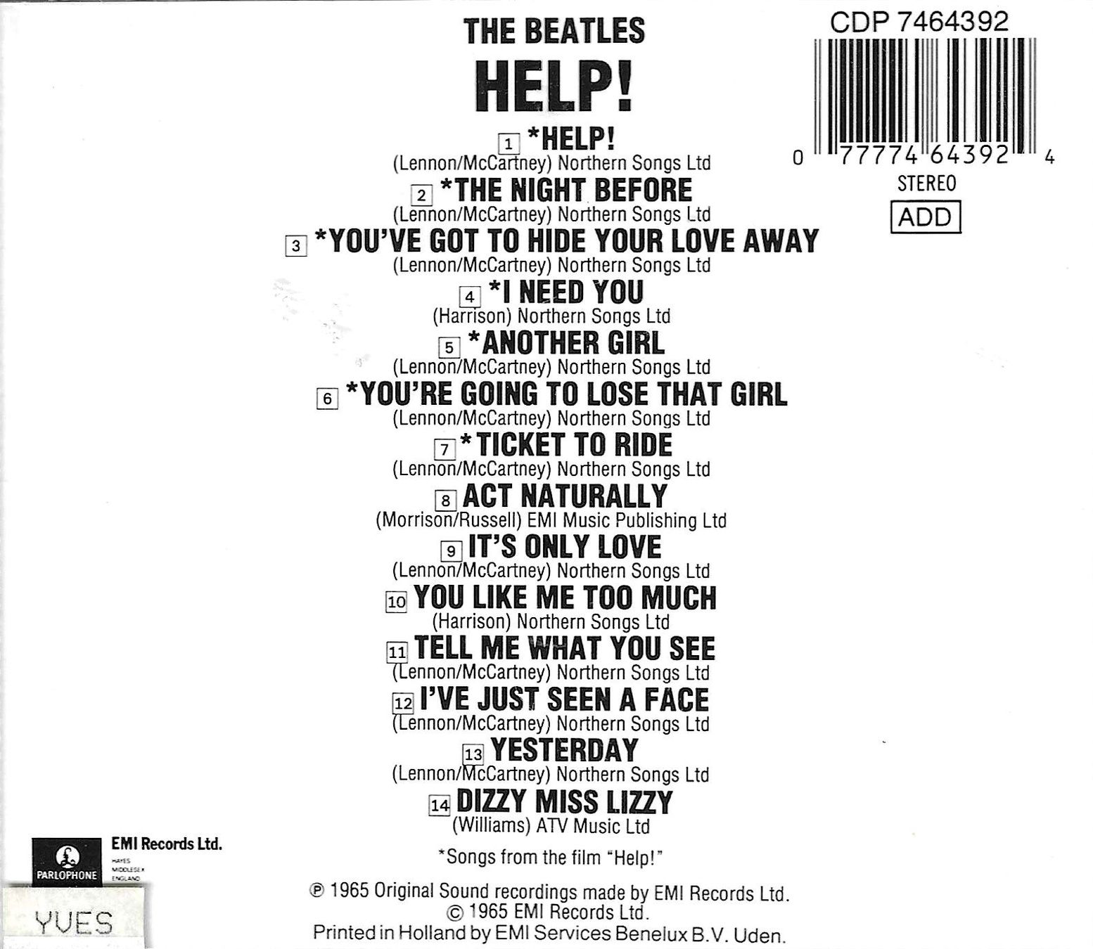 CD: The Beatles - Help! – Usato da Savagnier venduto da Ne2065 1