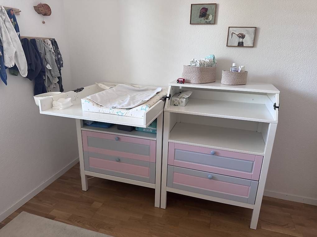 Ikea Fasciatoi & Accessori: Wickeltisch Kommode mit Klappaufsatz Weiss Rosa Grau – Usato da Jonen venduto da Nadu5 1
